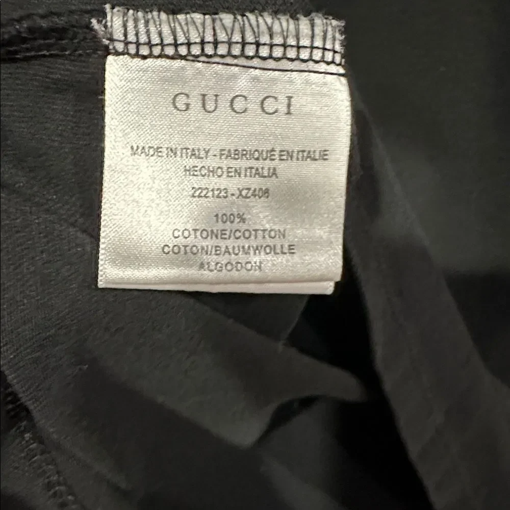 Gucci Black Polo with Embroidered Tiger and Red-Blue Collar